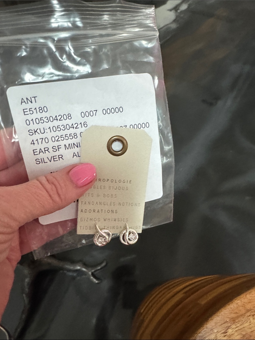Anthropologie Silver Knot Drop Earrings